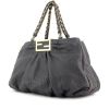 Fendi shopping bag in grey blue grained leather - 00pp thumbnail