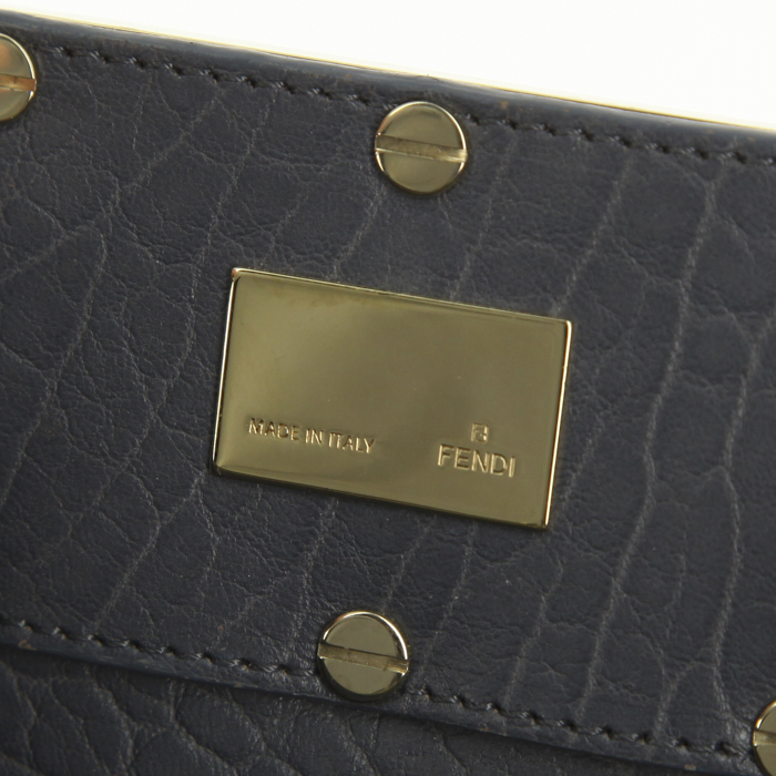 Bolso Cabás Fendi en cuero granulado azul gris - Detail D3