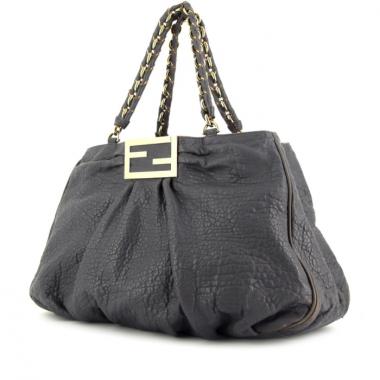 Sac cabas Fendi en cuir grainé bleu-gris