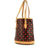 Louis Vuitton Bucket shopping bag in brown and red monogram canvas and natural leather - 00pp thumbnail