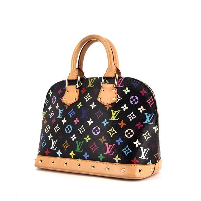 Borsa Louis Vuitton Alma in tela monogram multicolore nera e pelle naturale