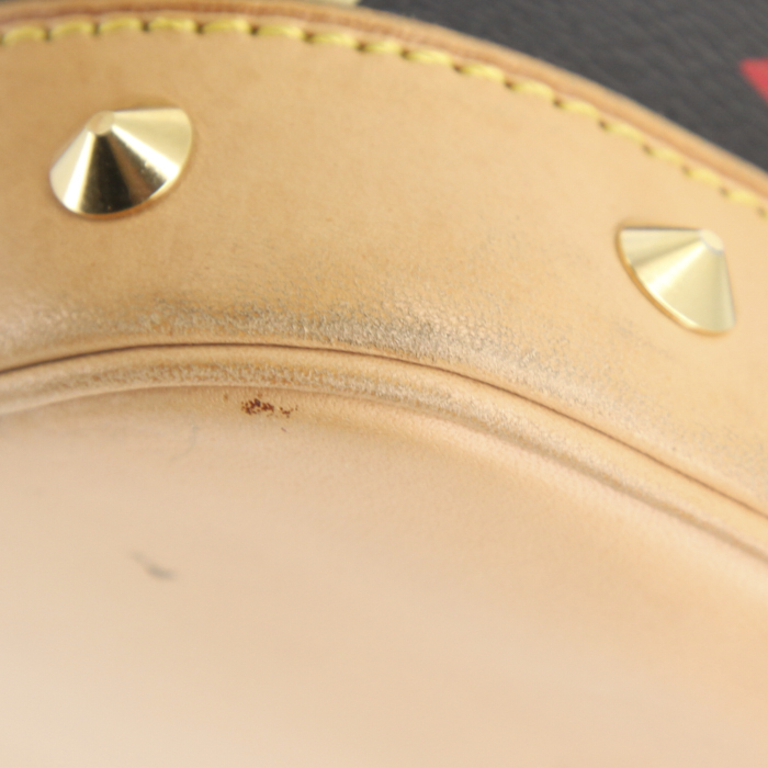 Borsa Louis Vuitton Alma in tela monogram multicolore nera e pelle naturale - Detail D5