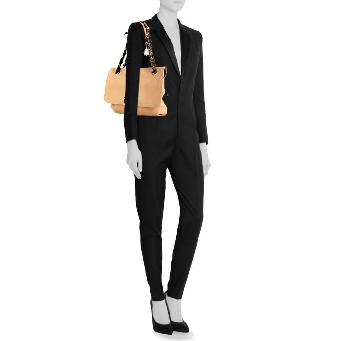 Lanvin Happy shoulder bag in beige leather - Detail D1