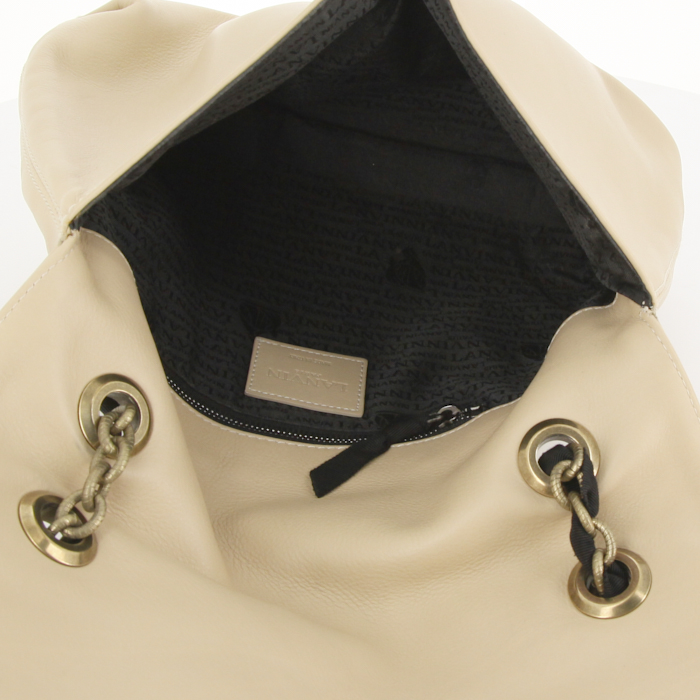 Lanvin Happy shoulder bag in beige leather - Detail D3