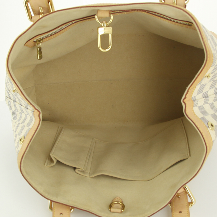 Shopping bag Louis Vuitton in tela a scacchi e pelle naturale - Detail D2