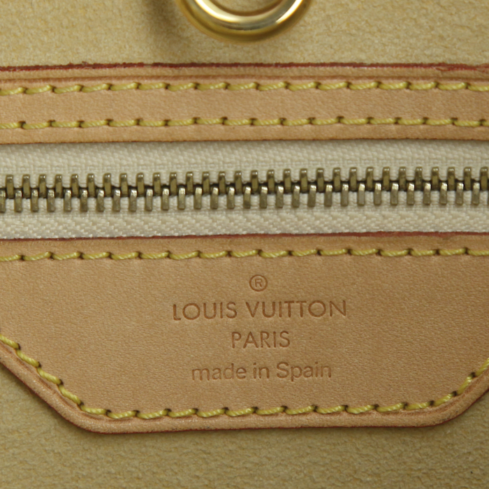 Bolso Cabás Louis Vuitton en lona a cuadros azul celeste y cuero natural - Detail D3