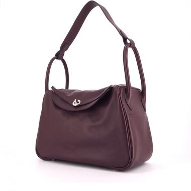 Sac à main Hermes Lindy 34 en cuir Swift aubergine