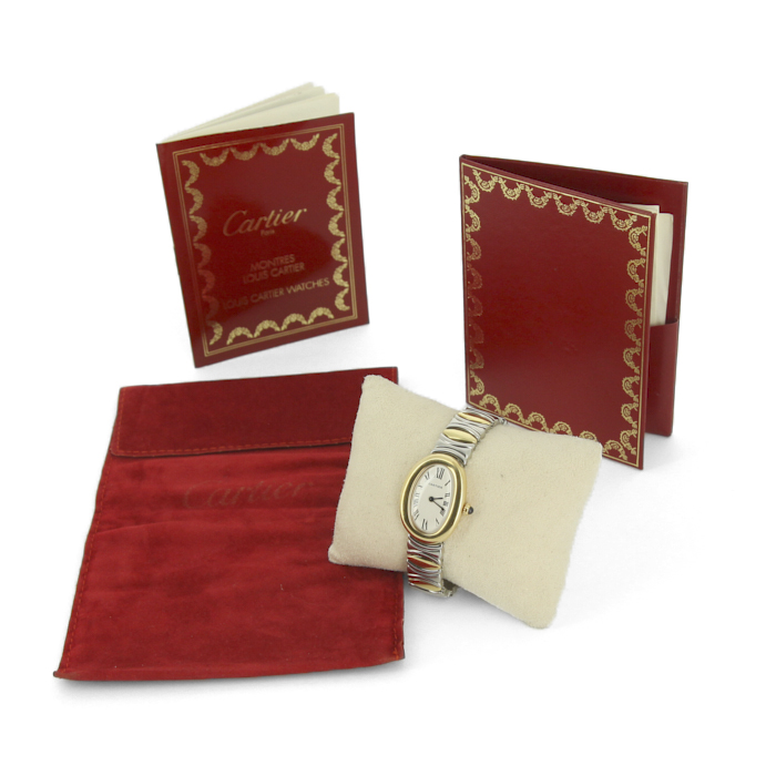 Cartier Baignoire watch in 14k yellow gold and stainless steel Circa  1990