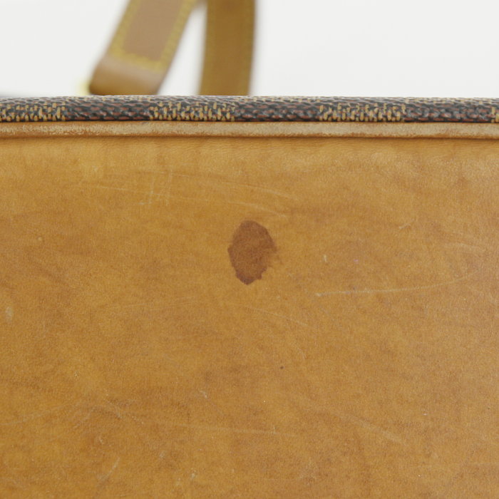 Louis Vuitton shopping bag in damier canvas and natural leather - Detail D5