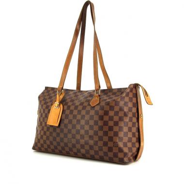 Louis Vuitton shopping bag in damier canvas and natural leather