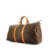 Borsa da viaggio Louis Vuitton Keepall 50 cm in tela monogram e pelle naturale - 00pp thumbnail