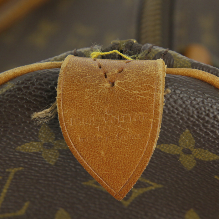 Bolsa de viaje Louis Vuitton Keepall 45 en lona Monogram y cuero natural - Detail D3
