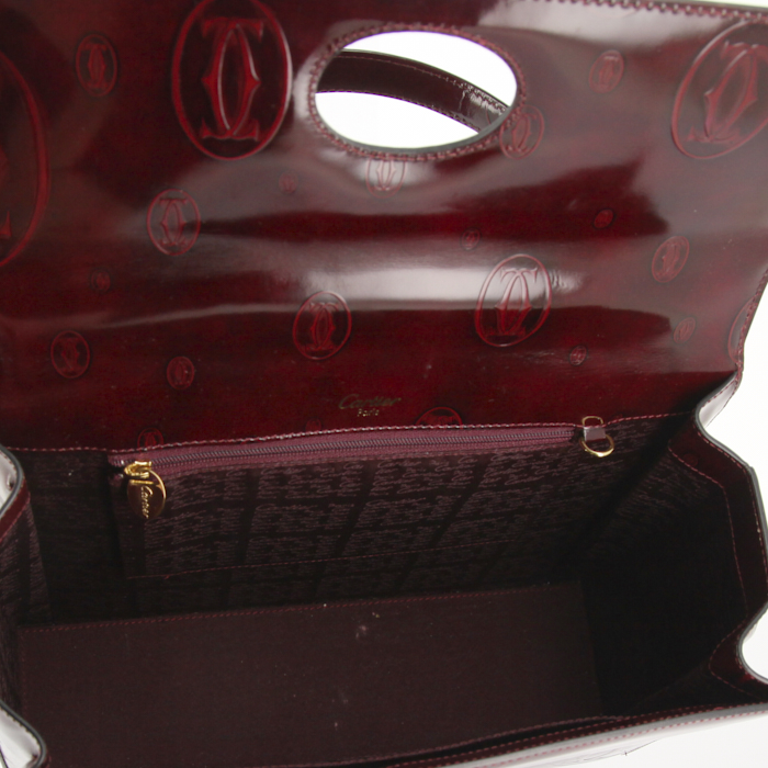 Sac à main Cartier en cuir monogram bordeaux - Detail D2