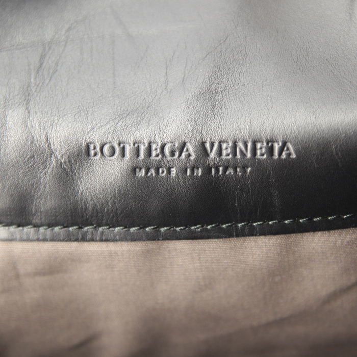 Mochila Bottega Veneta en cuero negro y cuero trenzado negro - Detail D3