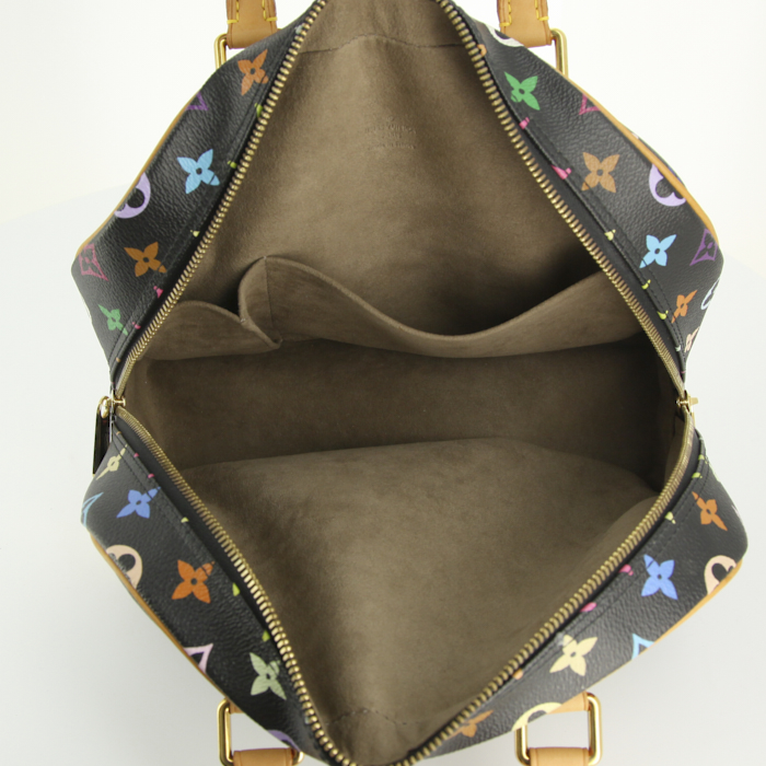 Louis Vuitton Deauville handbag in black multicolor monogram canvas and natural leather - Detail D2