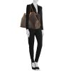 Shopping bag Louis Vuitton Neverfull modello grande in tela monogram marrone e pelle naturale - Detail D1 thumbnail
