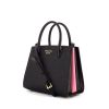 Prada Bibliothèque shoulder bag in black and pink bicolor leather - 00pp thumbnail