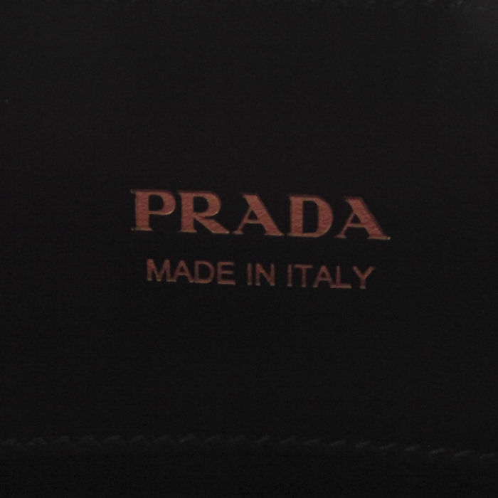 Bolso bandolera Prada Bibliothèque en cuero bicolor negro y rosa - Detail D4