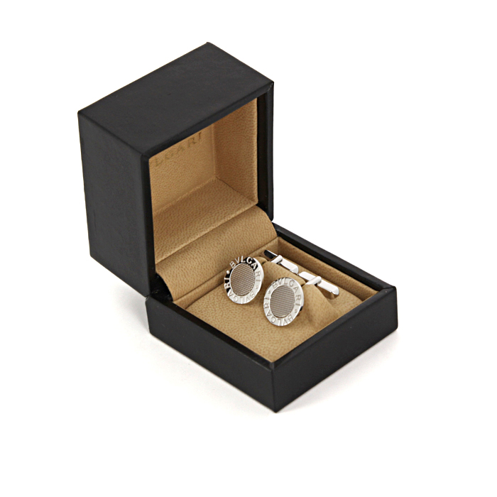 Bulgari Bulgari Bulgari pair of cufflinks in white gold - Detail D2