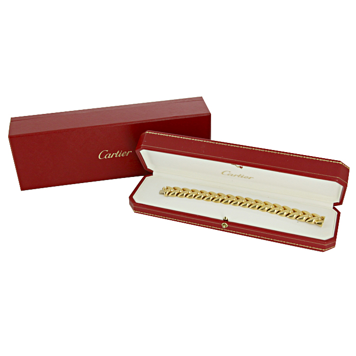 Brazalete semiflexible trenzado Cartier en oro amarillo - Detail D2