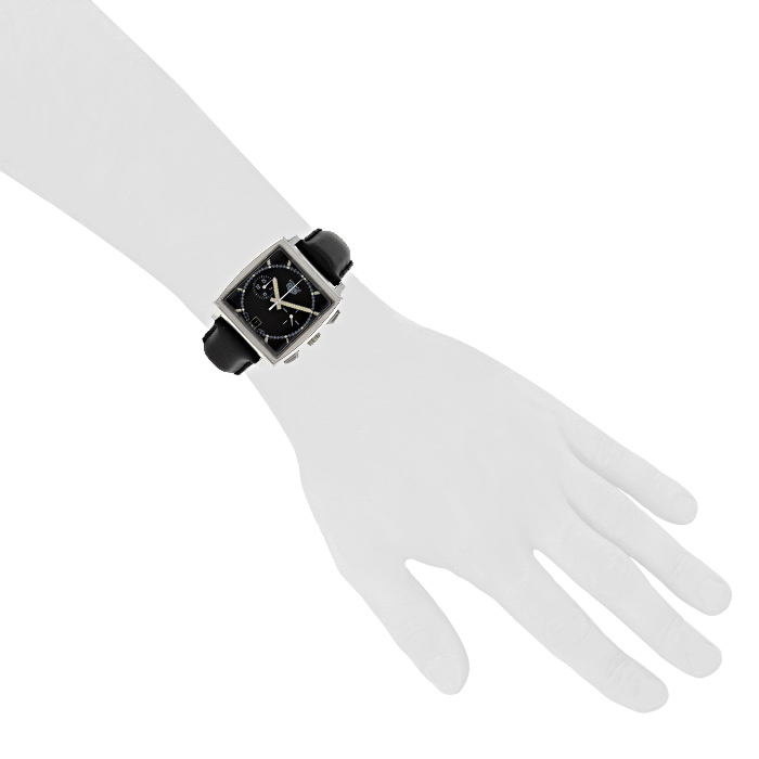TAG Heuer Classic Monaco Automatic Chronograph watch in stainless steel Circa 2000 - Detail D1