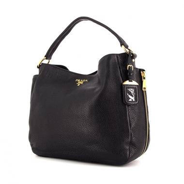 Sac à main Prada en cuir grainé noir