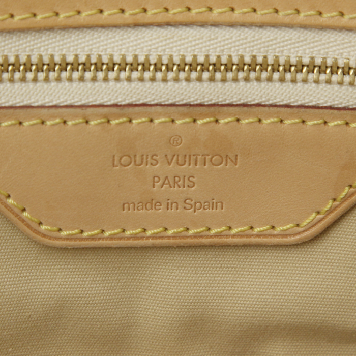Louis Vuitton shopping bag in azur damier canvas and natural leather - Detail D3
