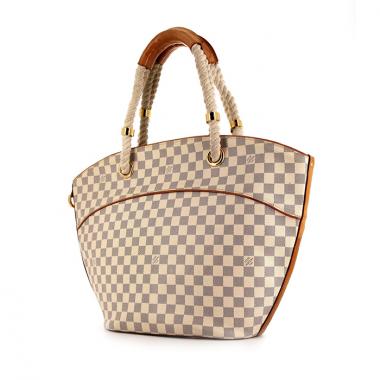Shopping bag Louis Vuitton in tela a scacchi e pelle naturale