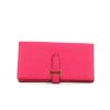 Hermes Béarn wallet in fushia pink grained leather - 360 thumbnail