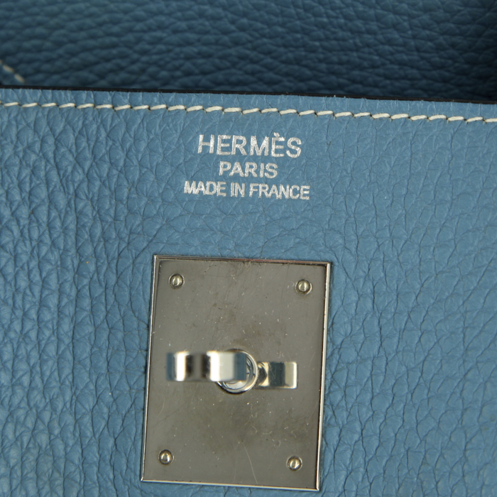 Hermes Birkin 40 cm handbag in blue jean togo leather - Detail D3