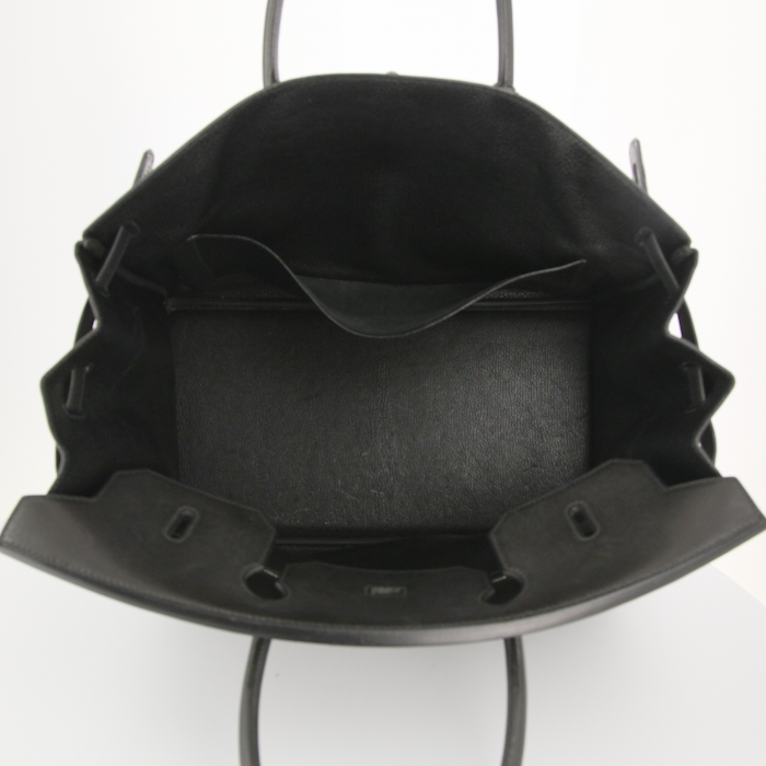 Hermes Birkin 40 cm handbag in black Barenia leather - Detail D3