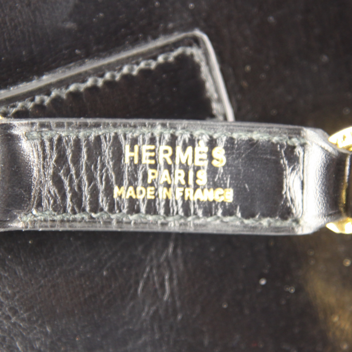 Hermes Trim handbag in black box leather - Detail D3
