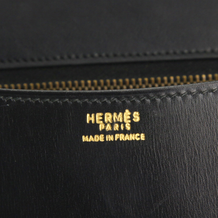 Bolso de mano Hermes Hermes Constance 24 cm en cuero box negro - Detail D4