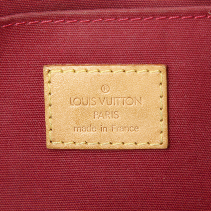 Louis Vuitton Roxbury handbag in red monogram patent leather and natural leather - Detail D4