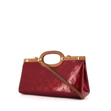 Sac à main Louis Vuitton Roxbury en cuir vernis monogram rouge et cuir naturel