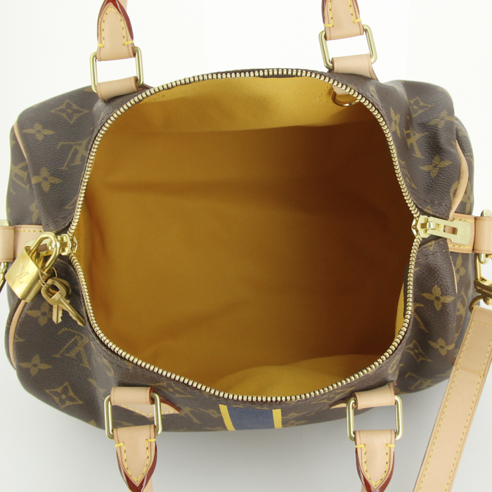 Bolso bandolera Louis Vuitton Speedy 30 en lona Monogram y cuero natural - Detail D3