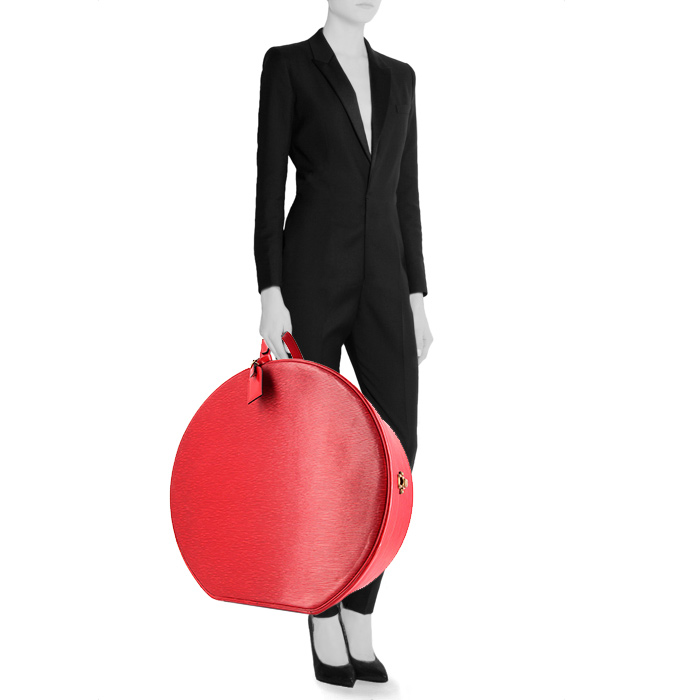 Boite à chapeaux Louis Vuitton en cuir épi rouge - Detail D1