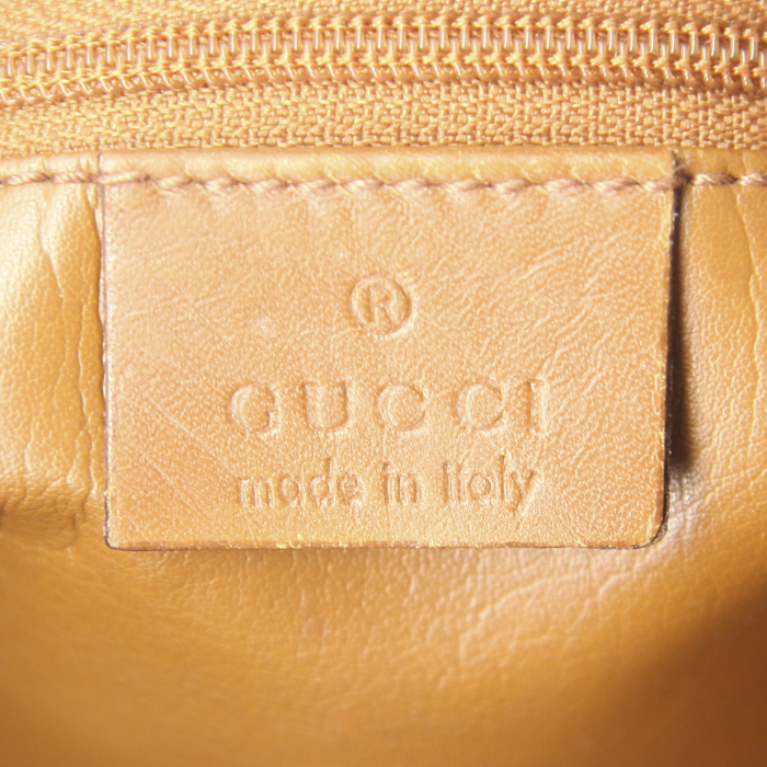 Sac à main Gucci en toile siglée beige et cuir marron - Detail D3