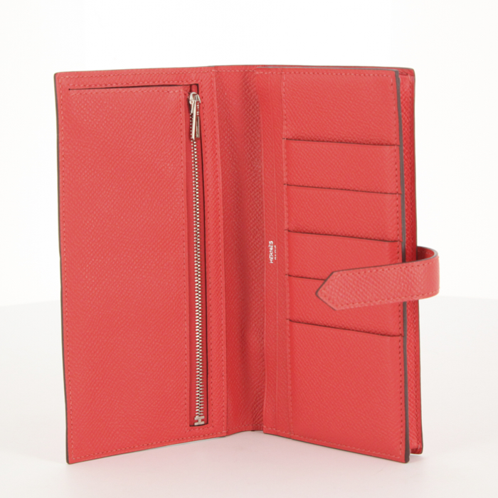 Hermes Béarn wallet in pink grained leather - Detail D2
