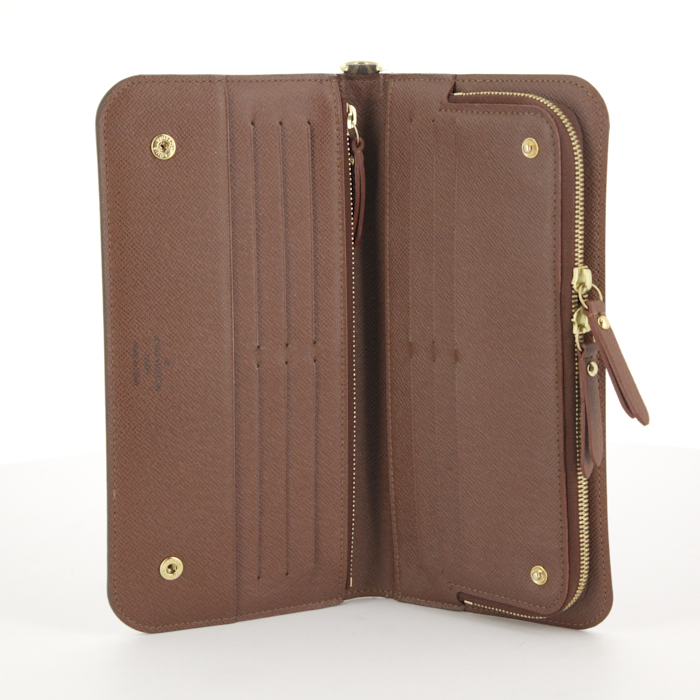 Portefeuille Louis Vuitton en toile monogram et cuir marron - Detail D2