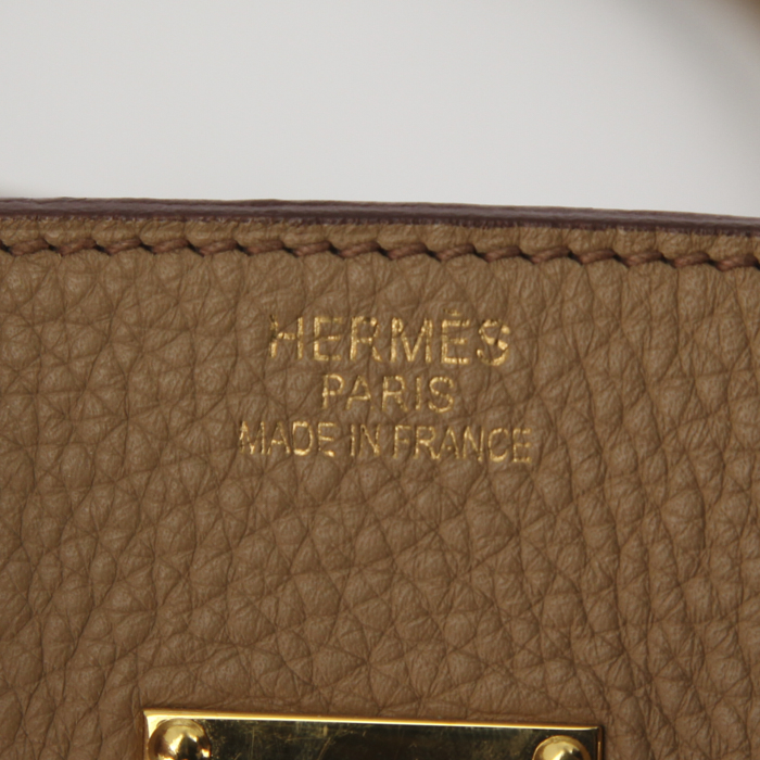 Hermes Birkin Shoulder handbag in beige clay togo leather - Detail D3