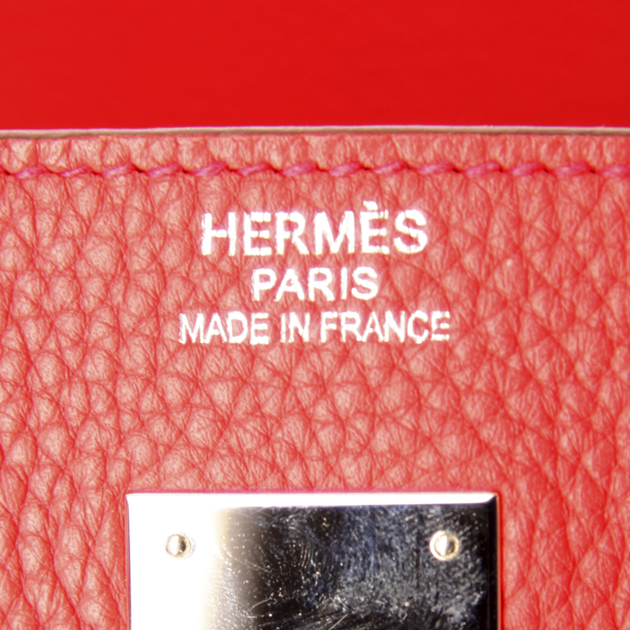 Borsa Hermes Birkin 40 cm in pelle togo rosa fucsia - Detail D3