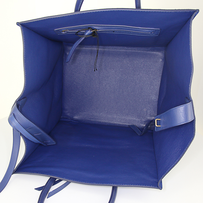 Celine Phantom handbag in electric blue suede and electric blue leather - Detail D2