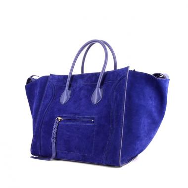 Bolso de mano Celine Phantom en ante azul eléctrico y cuero azul eléctrico