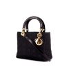Dior Lady Dior handbag in dark brown canvas cannage - 00pp thumbnail