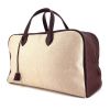Hermes Victoria travel bag in burgundy togo leather and beige canvas - 00pp thumbnail