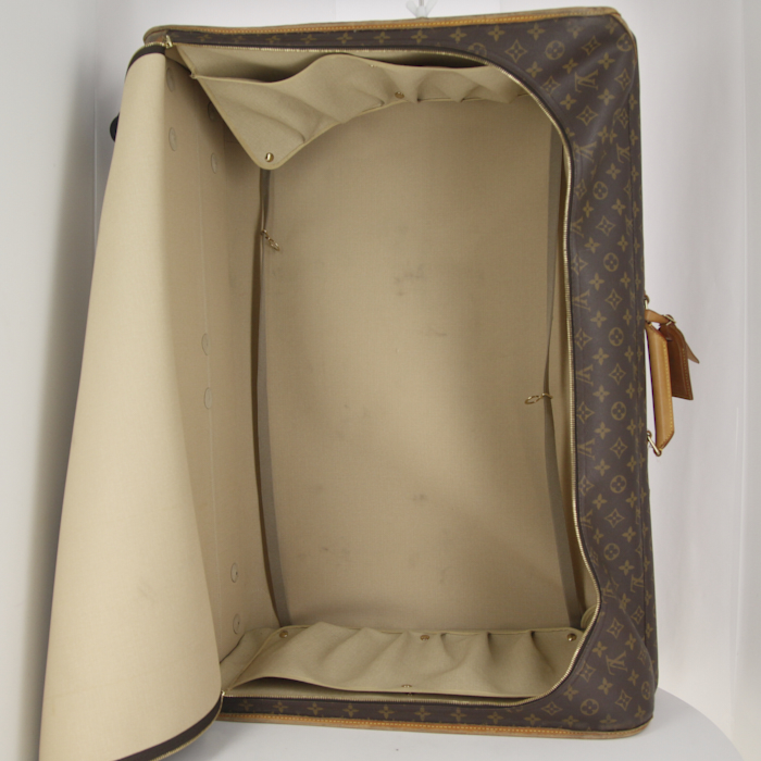 Sac de voyage Louis Vuitton en toile monogram et cuir naturel - Detail D2