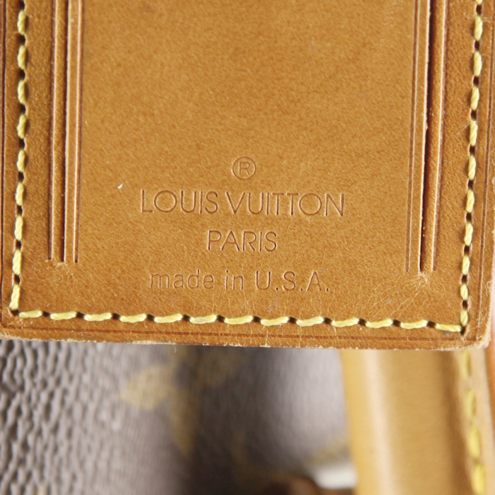 Sac de voyage Louis Vuitton en toile monogram et cuir naturel - Detail D3