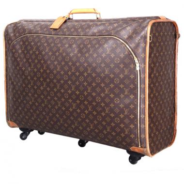 Borsa da viaggio Louis Vuitton in tela monogram e pelle naturale