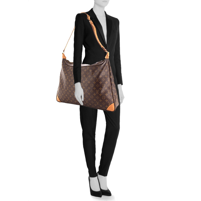 Bolso de mano Louis Vuitton Boulogne en lona Monogram revestida y cuero natural - Detail D1